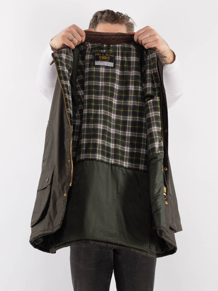 Vintage 90's Men Waxed Canvas Jacket in GreenZ892