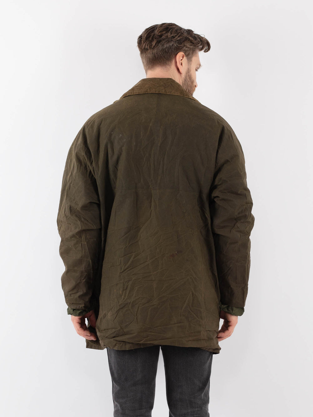 Vintage 90's Men Waxed Canvas Jacket in GreenZ896