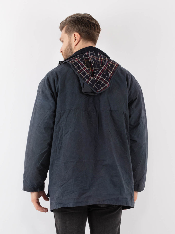 Vintage 90's Men Waxed Canvas Jacket in Blue