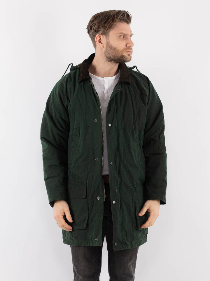 Vintage 90's Men Waxed Canvas Jacket in GreenZ900