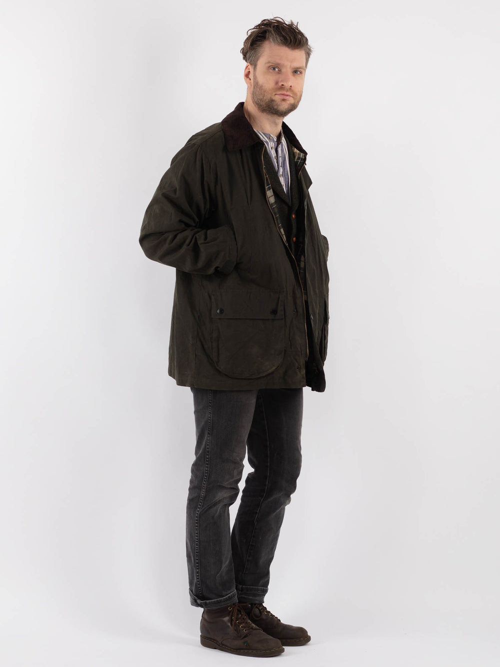 Vintage 90's Men Waxed Canvas Jacket in Green - NorthernGrip
