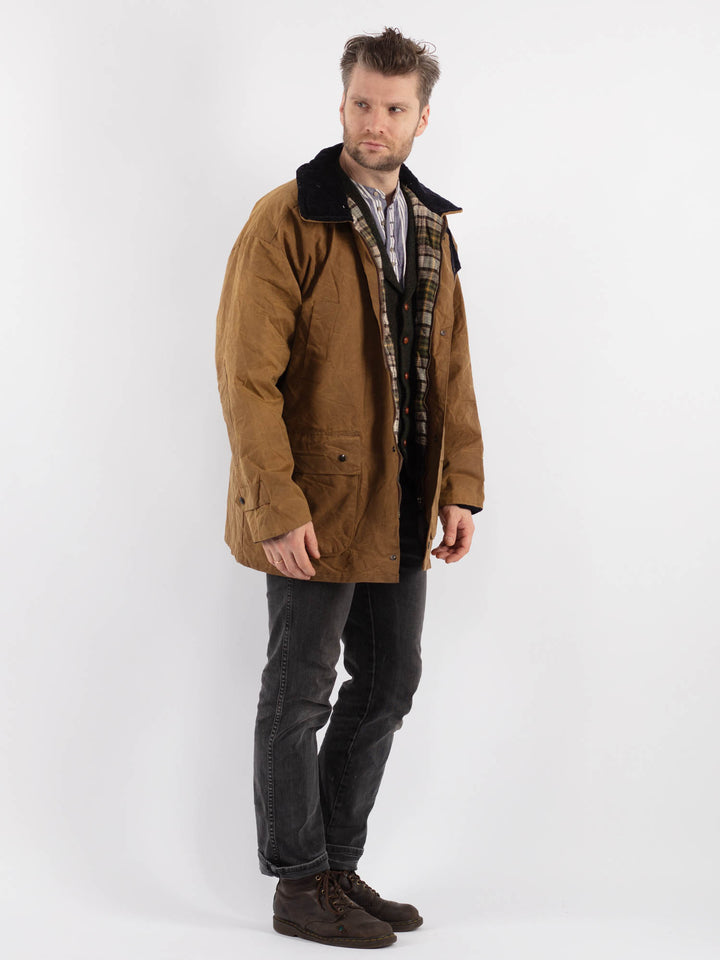 Vintage 90's Men Waxed Canvas Jacket in Beige - NorthernGrip