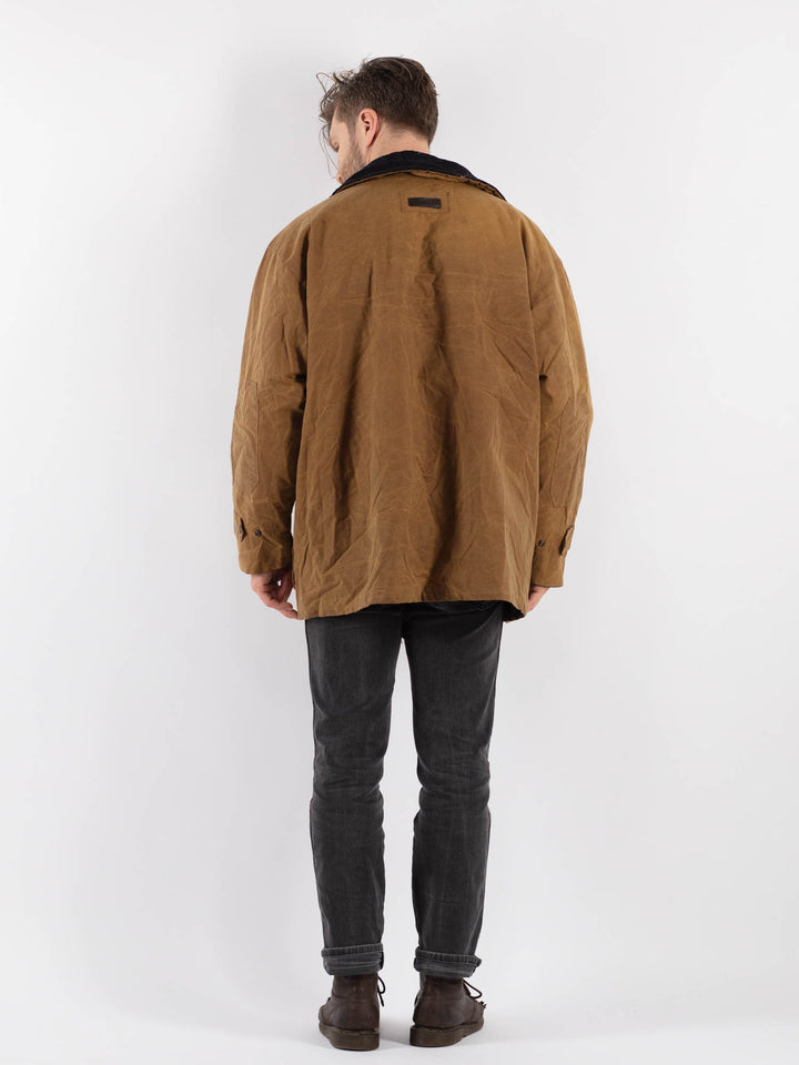 Vintage 90's Men Waxed Canvas Jacket in Beige - NorthernGrip