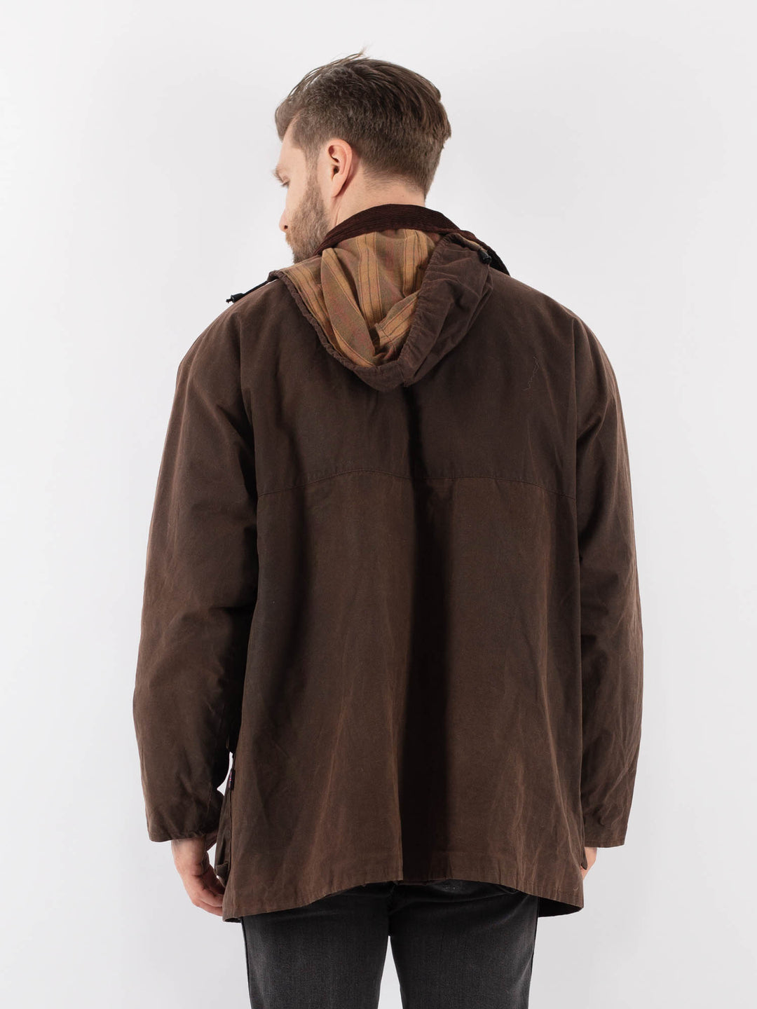 Vintage 90's Men Waxed Canvas Jacket in BrownZ905