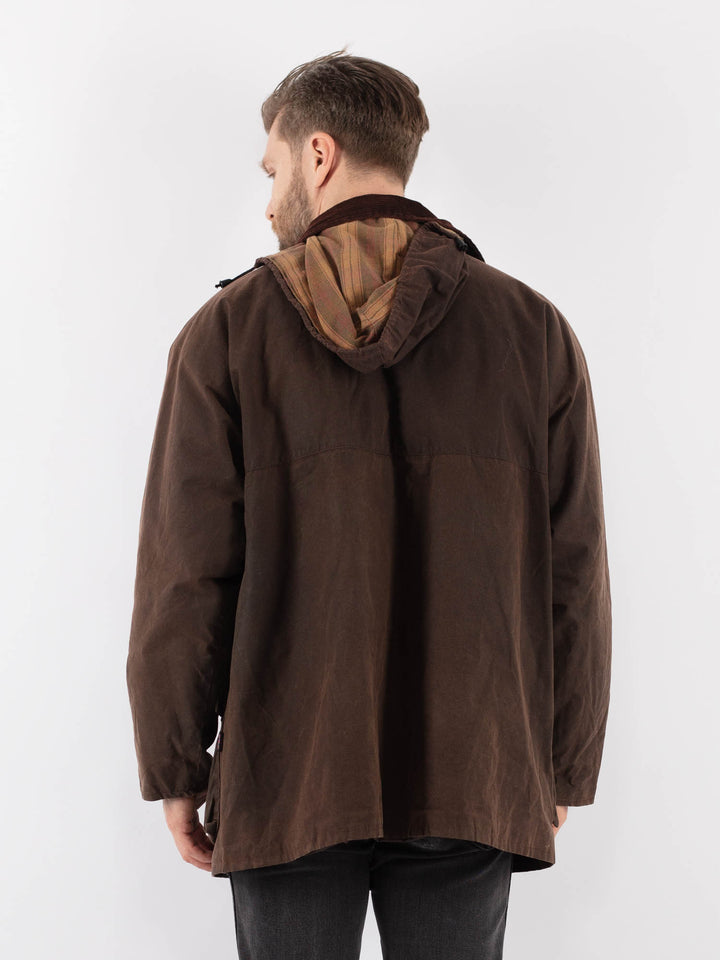 Vintage 90's Men Waxed Canvas Jacket in BrownZ905