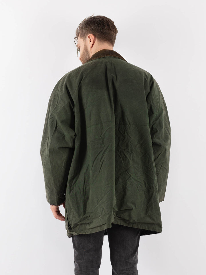 Vintage 90's Men Waxed Canvas Jacket in GreenZ906
