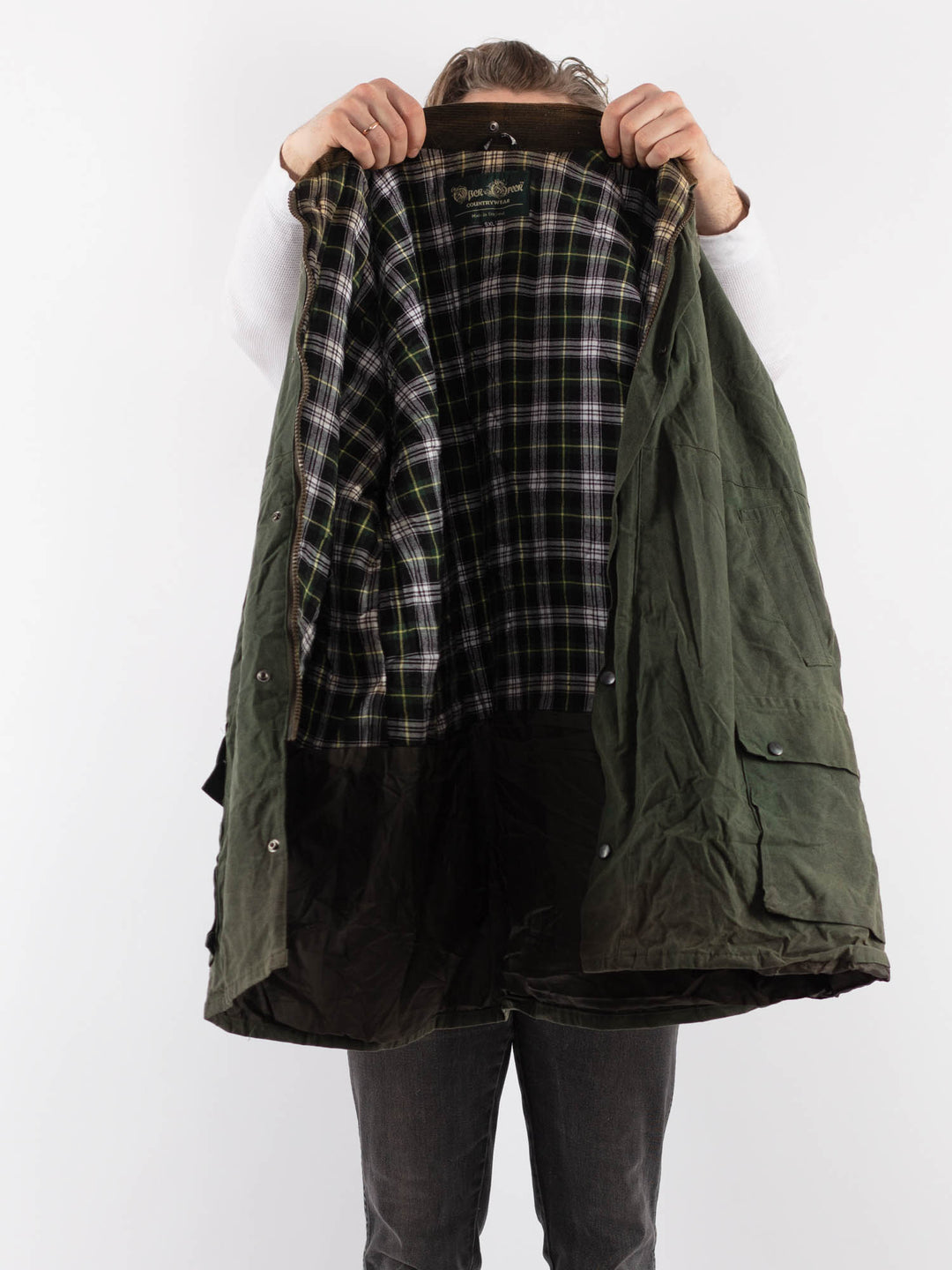 Vintage 90's Men Waxed Canvas Jacket in GreenZ906