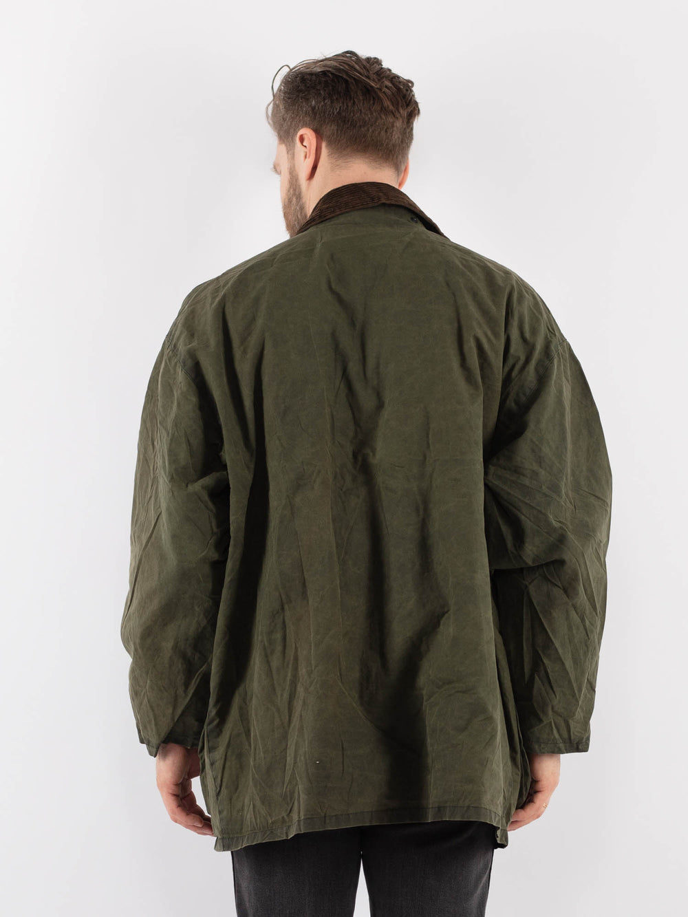 Vintage 90's Men Waxed Canvas Jacket in GreenZ909