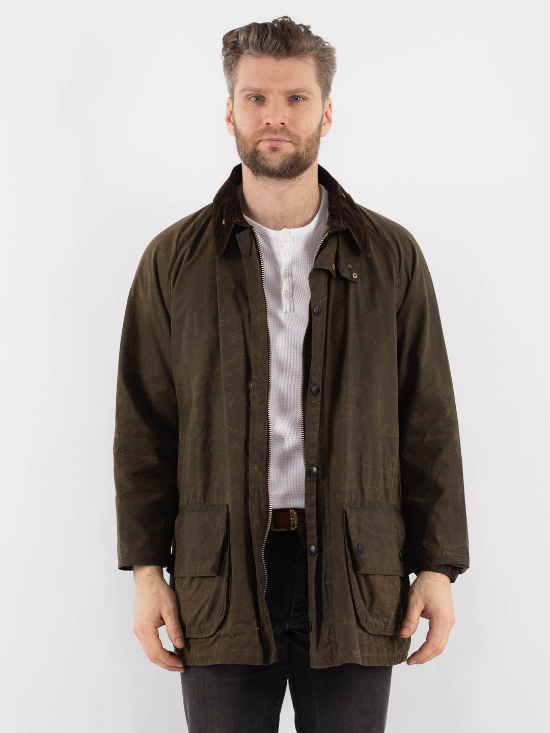 Vintage 90's Men Waxed Canvas Jacket in GreenZ911