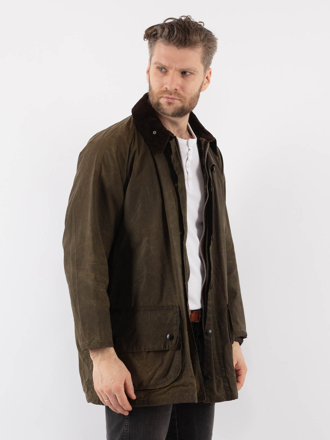 Vintage 90's Men Waxed Canvas Jacket in GreenZ911