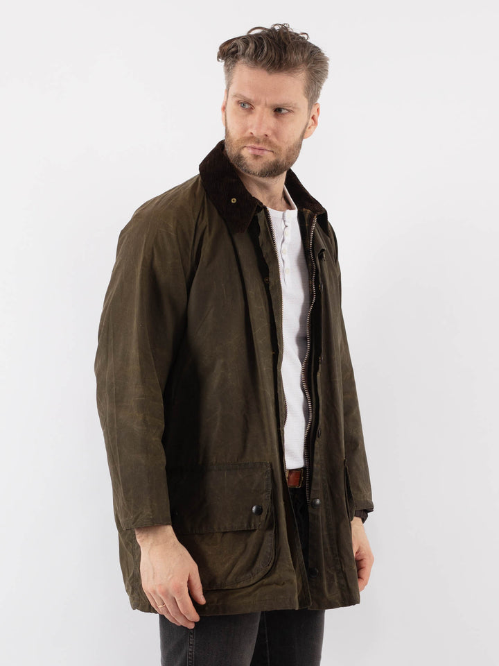 Vintage 90's Men Waxed Canvas Jacket in GreenZ911