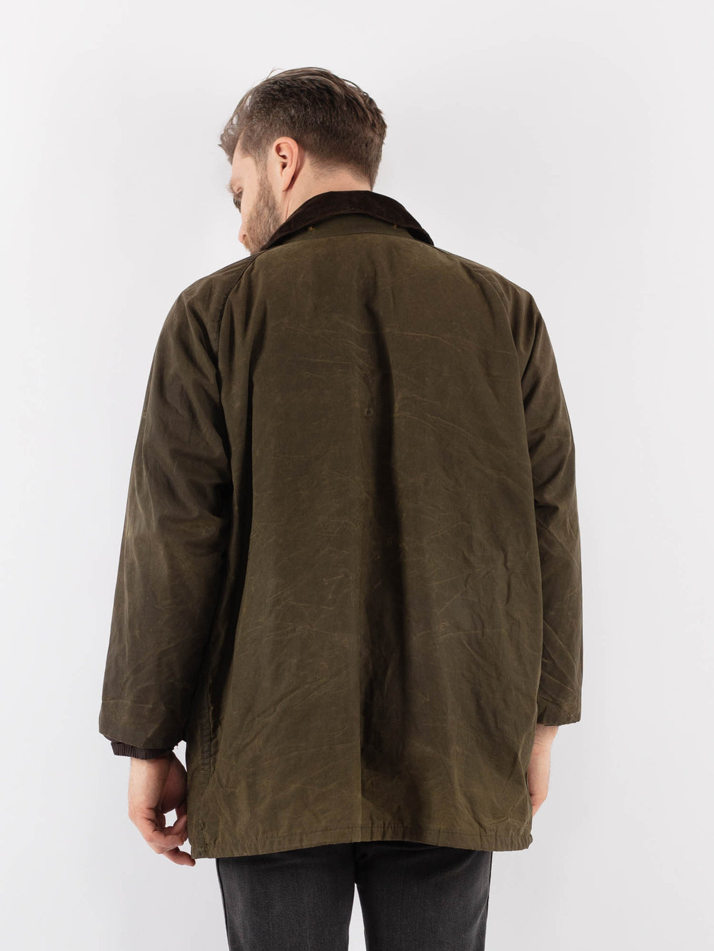 Vintage 90's Men Waxed Canvas Jacket in GreenZ911