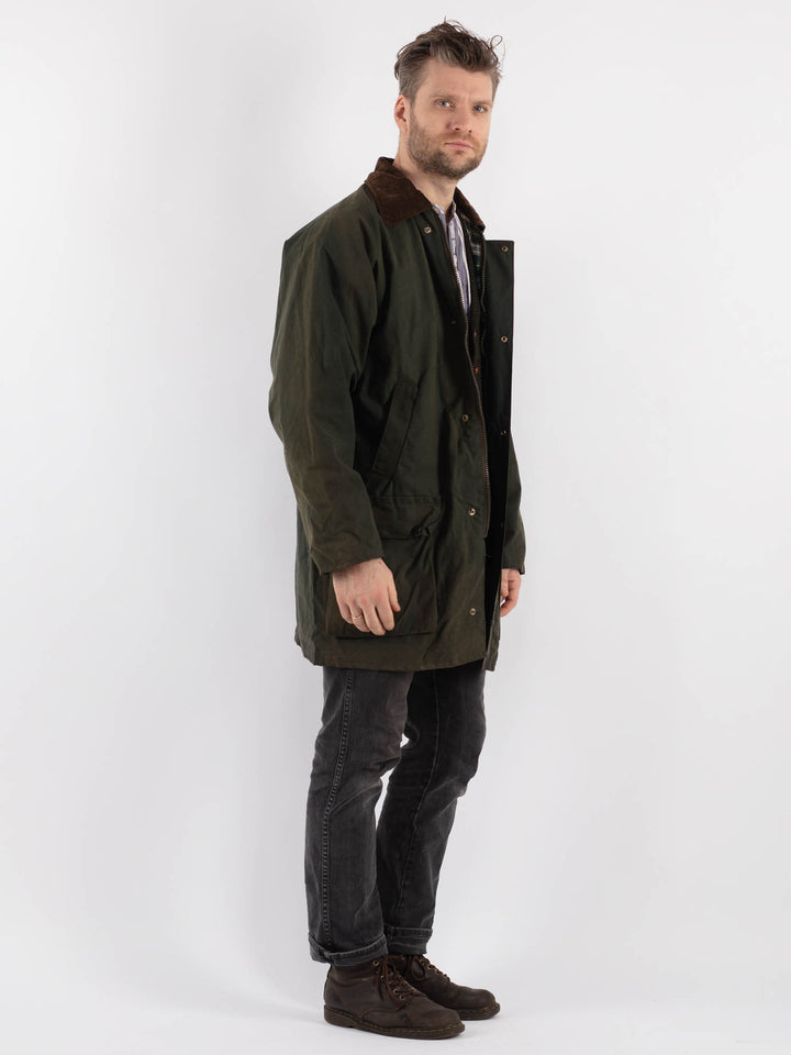 Vintage 90's Men Waxed Canvas Jacket in Green - NorthernGrip