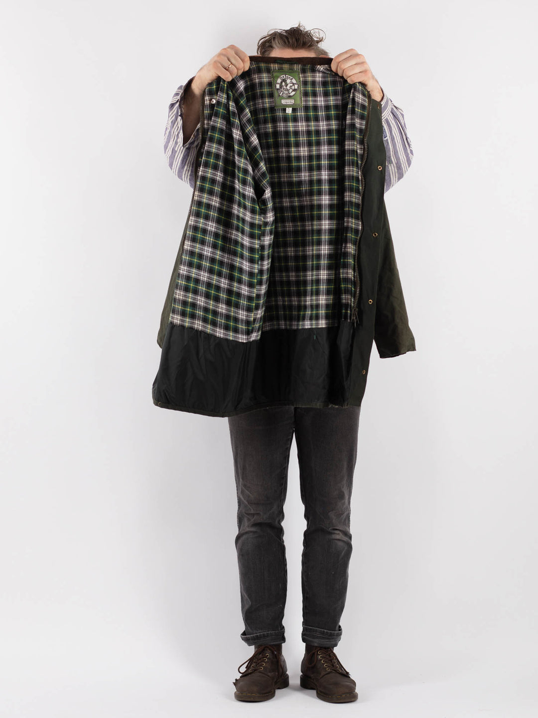 Vintage 90's Men Waxed Canvas Jacket in Green - NorthernGrip