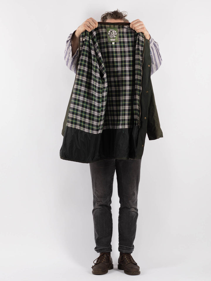 Vintage 90's Men Waxed Canvas Jacket in Green - NorthernGrip