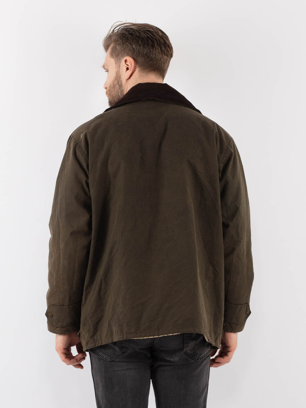 Vintage 90's Men Waxed Canvas Jacket in GreenZ915