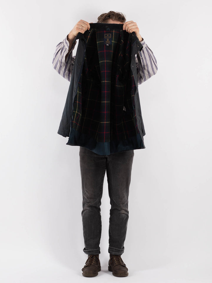 Vintage 90's Men Waxed Canvas Jacket in Blue - NorthernGrip