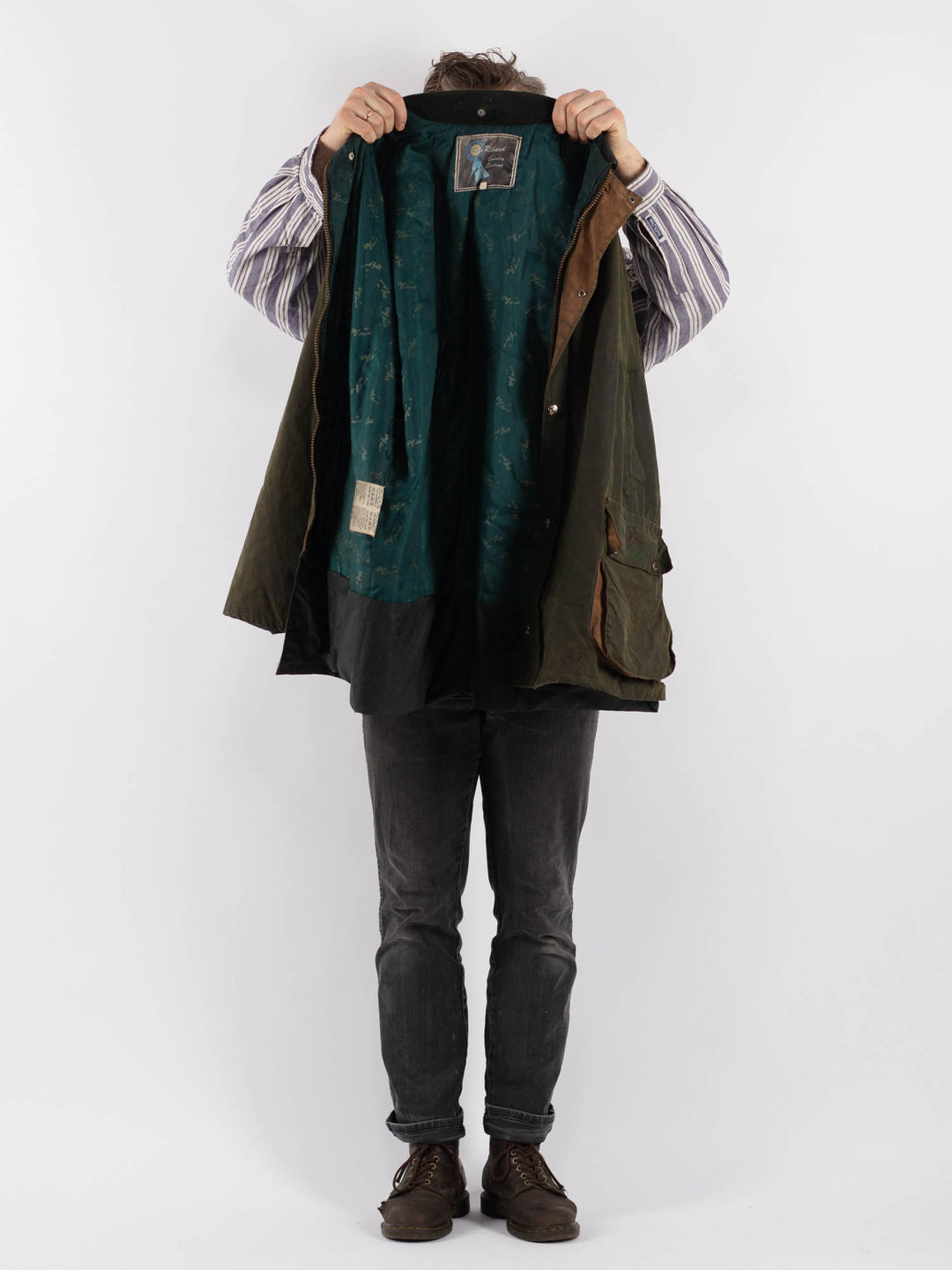 Vintage 90's Men Waxed Canvas Jacket in Green - NorthernGrip