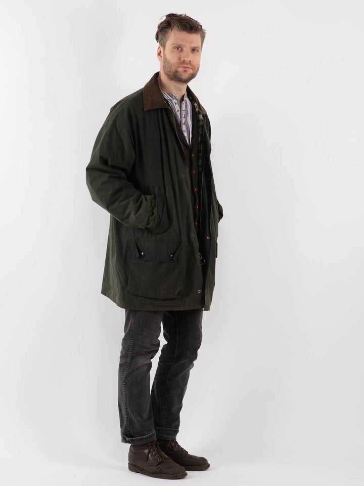 Vintage 90's Men Waxed Canvas Jacket in Green - NorthernGrip