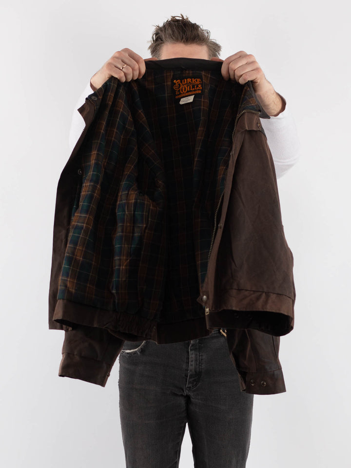 Vintage 90's Men Waxed Canvas Jacket in Brown - NorthernGrip