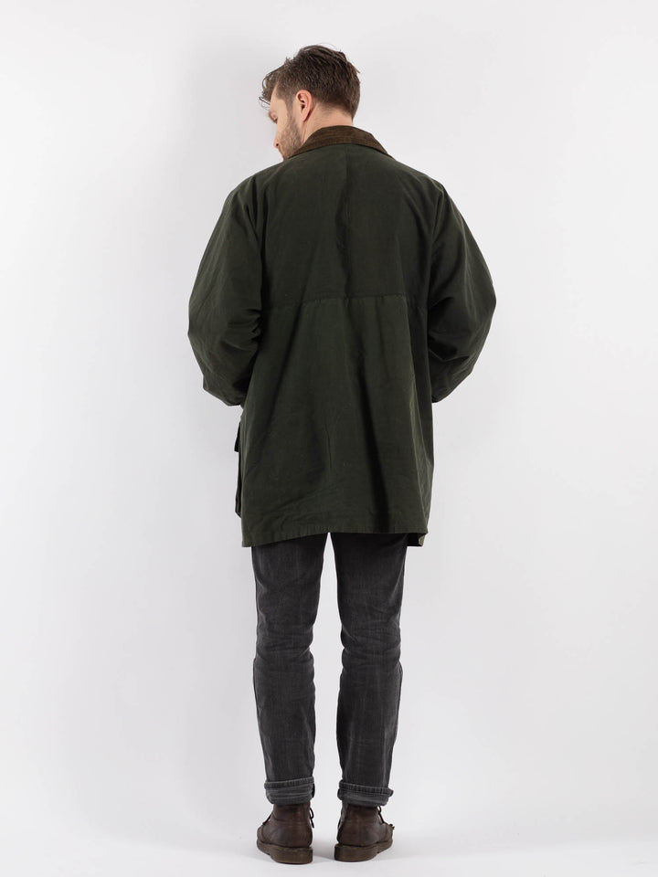 Vintage 90's Men Waxed Canvas Jacket in Green - NorthernGrip