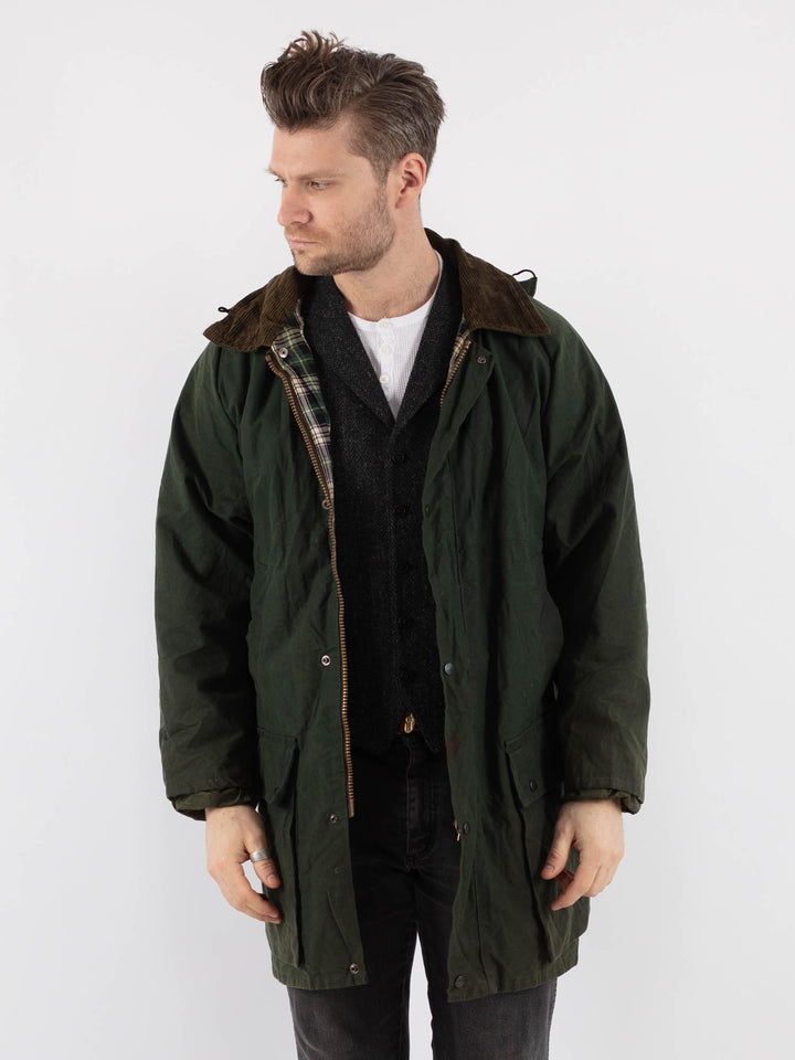 Vintage 90's Men Waxed Canvas Jacket in Green - NorthernGrip
