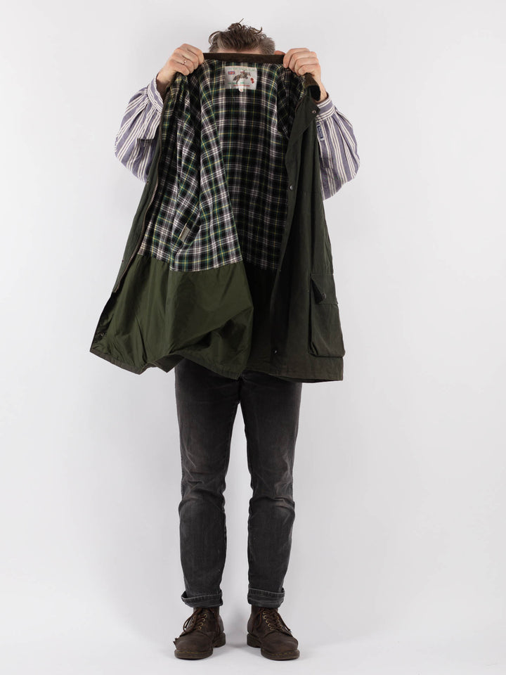 Vintage 90's Men Waxed Canvas Jacket in Green - NorthernGrip