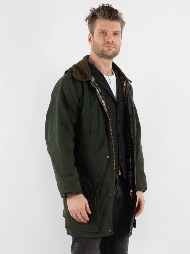 Vintage 90's Men Waxed Canvas Jacket in Green - NorthernGrip