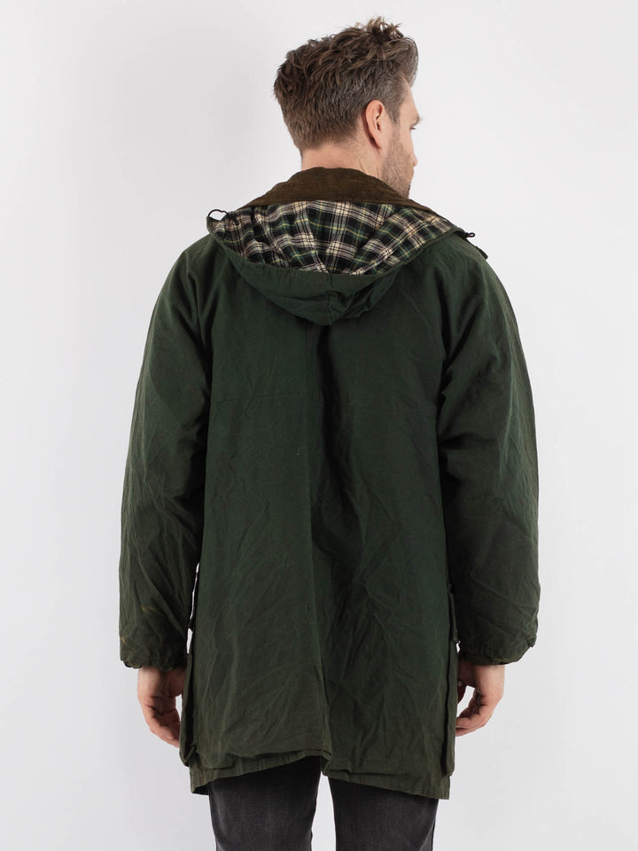 Vintage 90's Men Waxed Canvas Jacket in Green - NorthernGrip