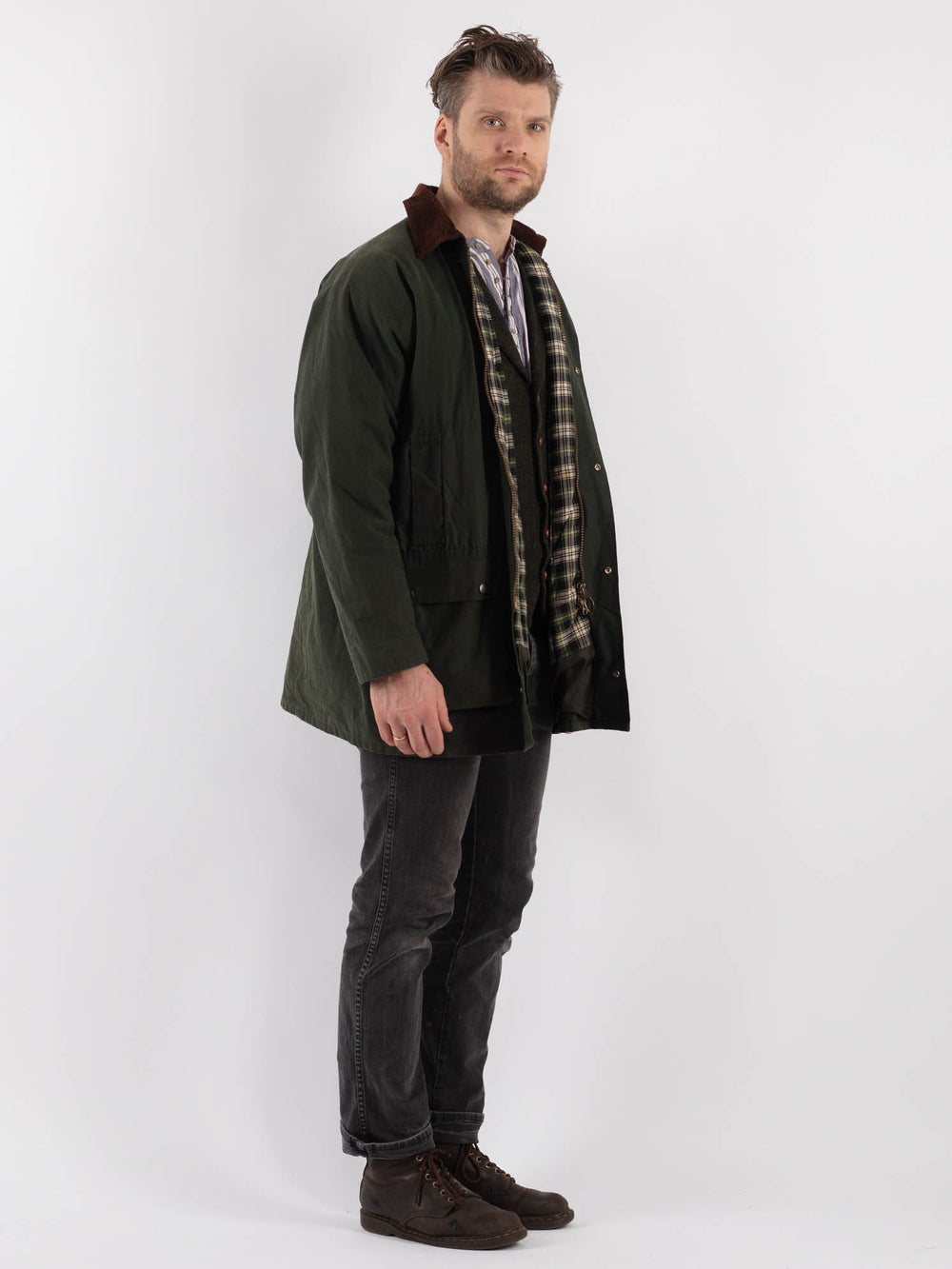Vintage 90's Men Waxed Canvas Jacket in Green - NorthernGrip