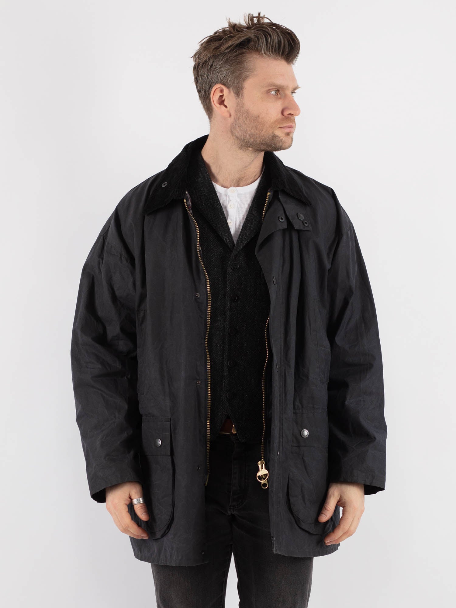 Online Vintage Store | Vintage 90's Men Waxed Canvas Jacket in