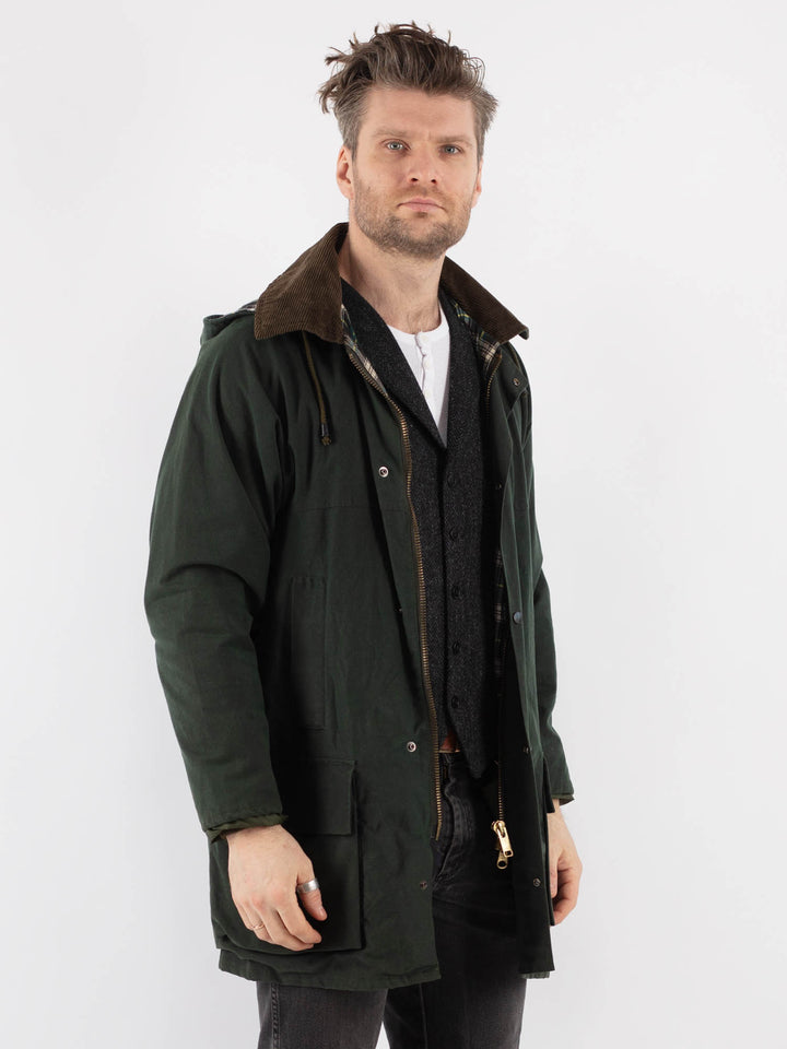 Vintage 90's Men Waxed Canvas Jacket in Green - NorthernGrip