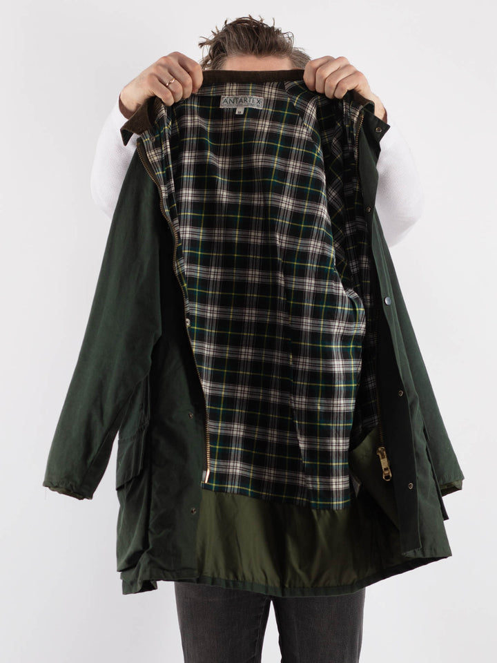 Vintage 90's Men Waxed Canvas Jacket in Green - NorthernGrip