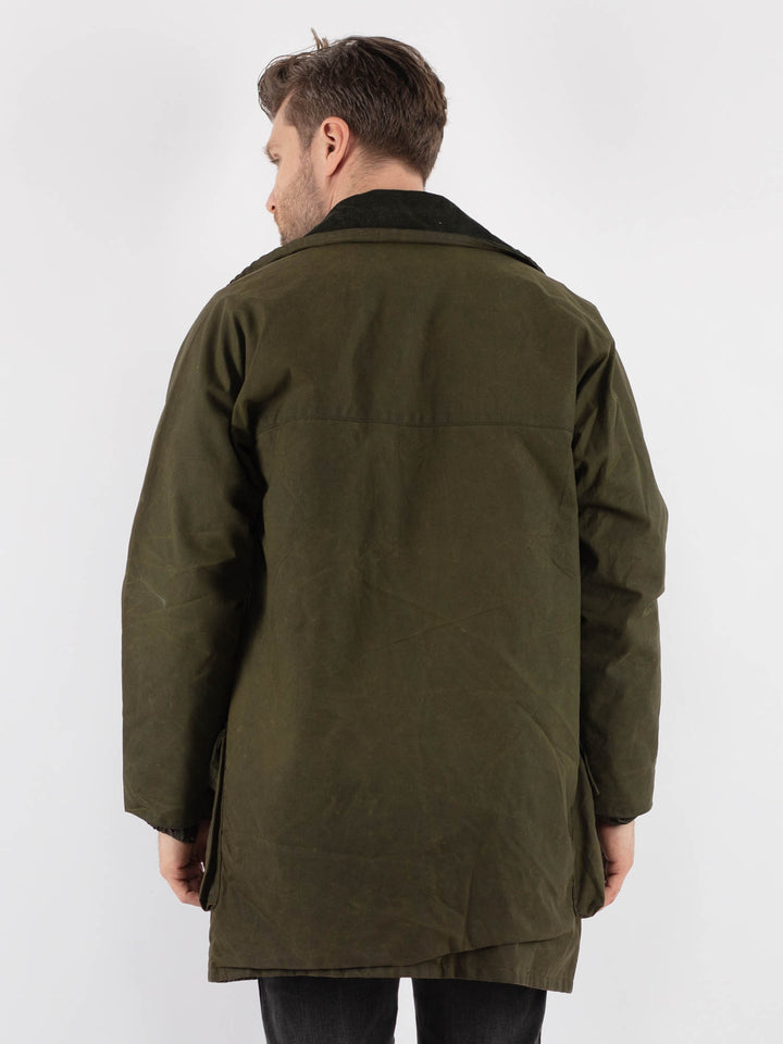 Vintage 90's Men Waxed Canvas Coat in Green - NorthernGrip