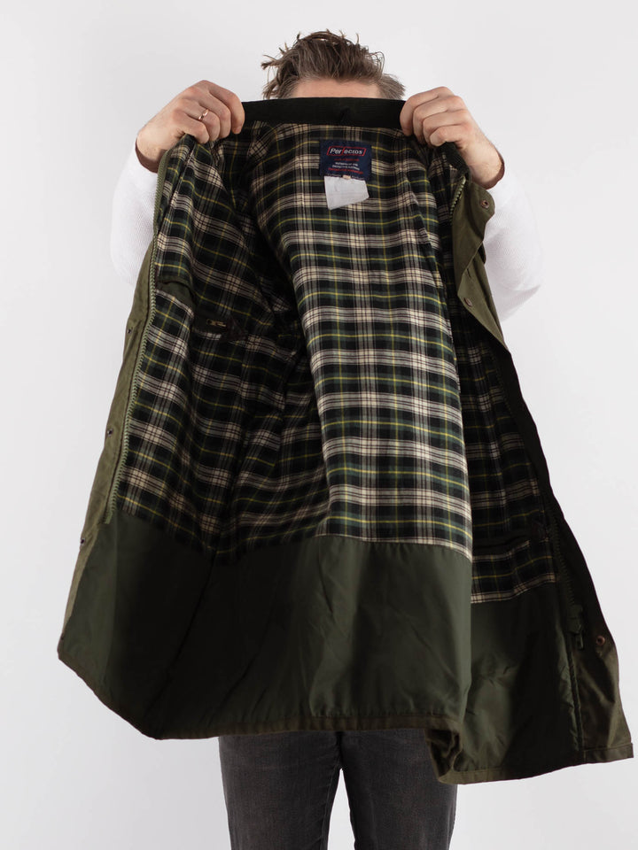 Vintage 90's Men Waxed Canvas Coat in Green - NorthernGrip