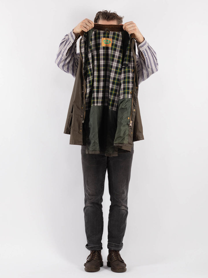 Vintage 90's Men Waxed Canvas Jacket in Khaki - NorthernGrip