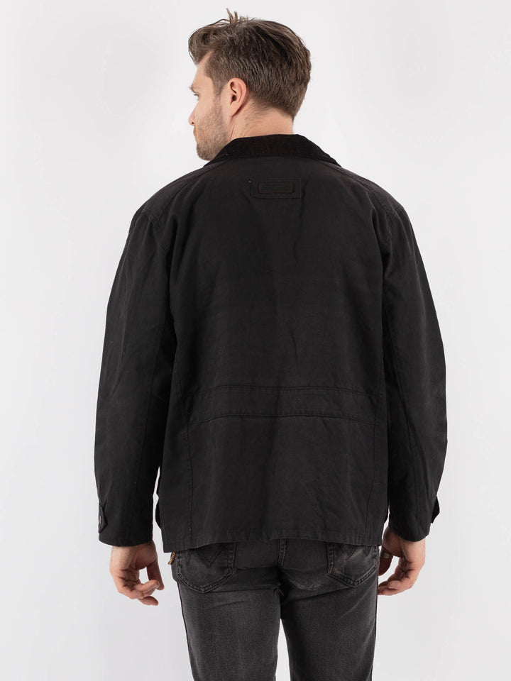 Vintage 90's Men Waxed Canvas Jacket in Black - NorthernGrip