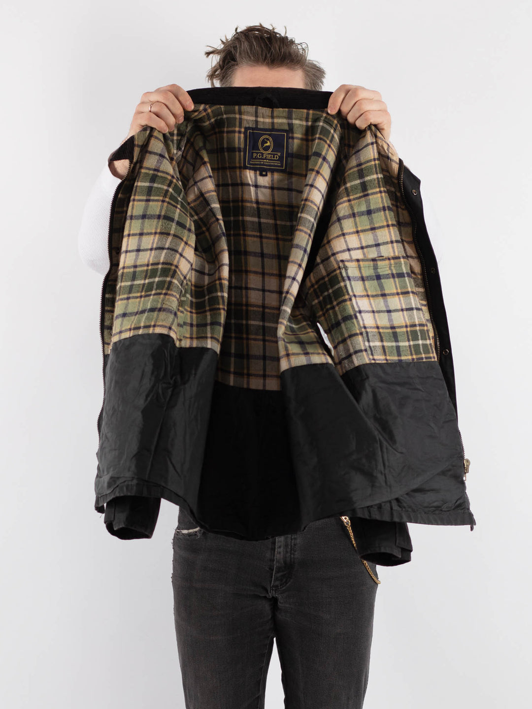 Vintage 90's Men Waxed Canvas Jacket in Black - NorthernGrip