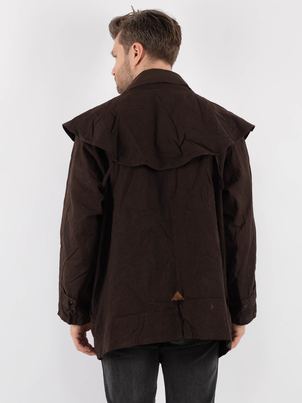 Vintage 90's Men Waxed Canvas Jacket in Brown - NorthernGrip
