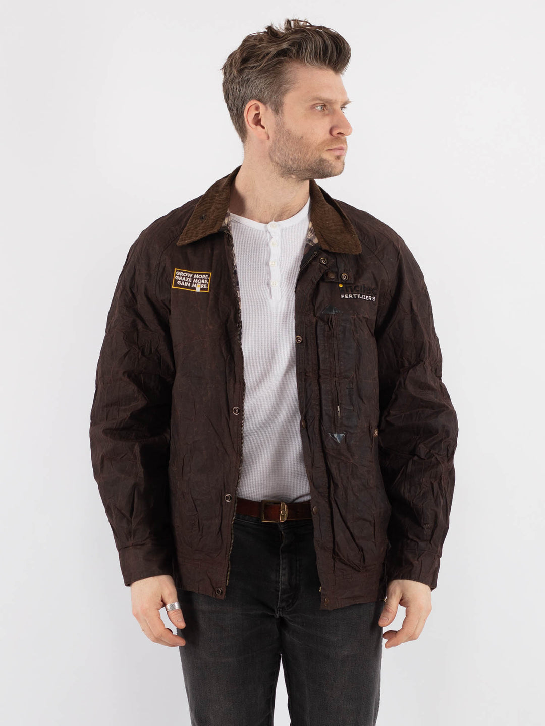 Vintage 90's Men Driza Bone Waxed Canvas Jacket in Brown - NorthernGrip