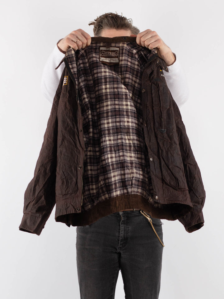 Vintage 90's Men Driza Bone Waxed Canvas Jacket in Brown - NorthernGrip