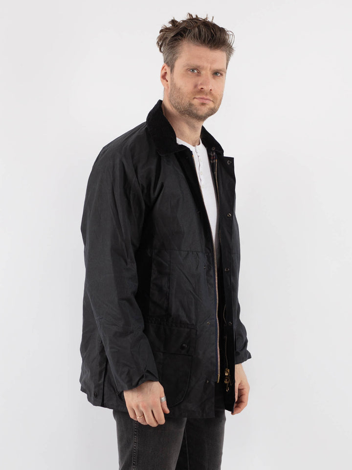 Vintage 90's Men Waxed Canvas Jacket in Blue - NorthernGrip