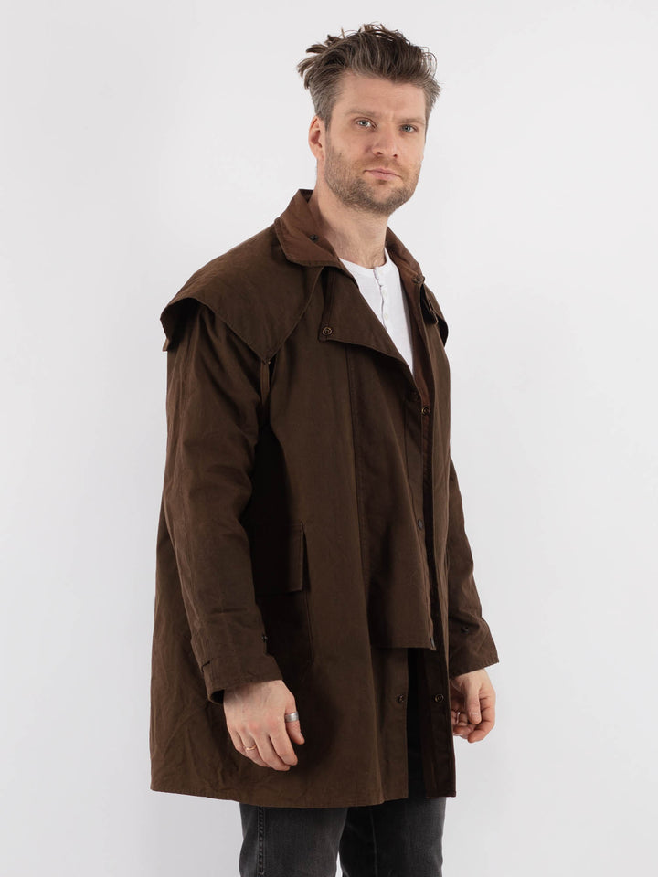 Vintage 90's Men Driza Bone Waxed Canvas Coat in Brown - NorthernGrip