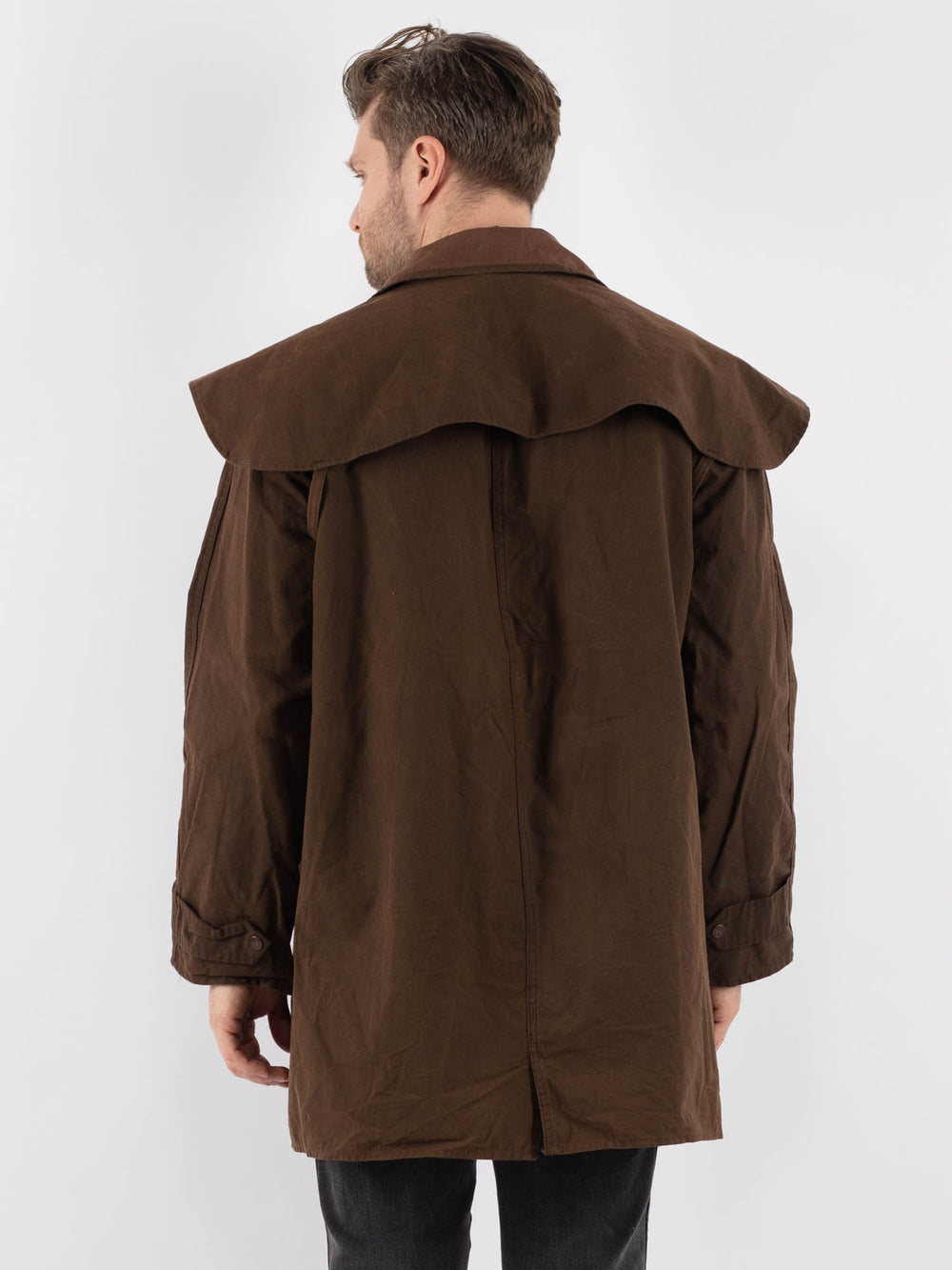 Vintage 90's Men Driza Bone Waxed Canvas Coat in Brown - NorthernGrip