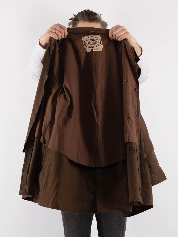 Vintage 90's Men Driza Bone Waxed Canvas Coat in Brown - NorthernGrip
