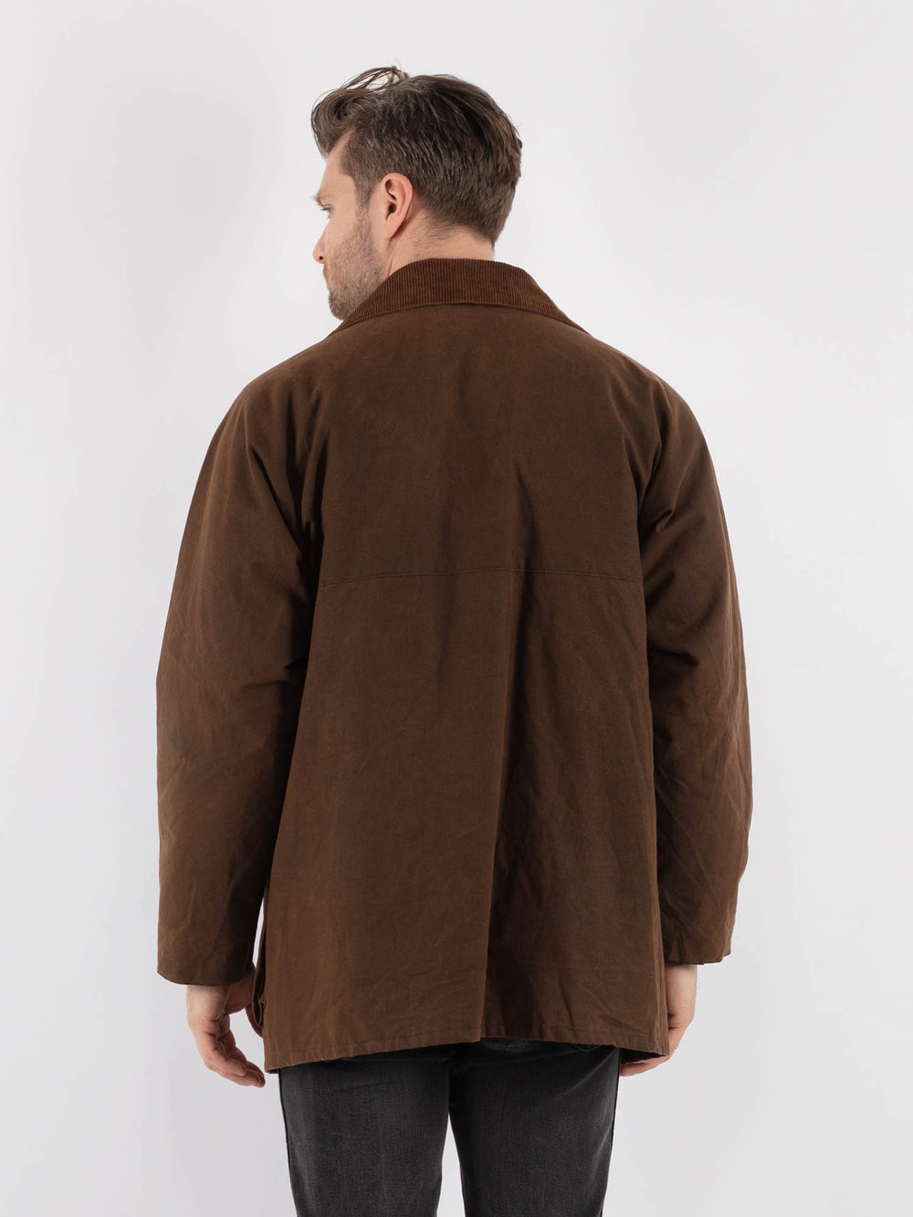 Vintage 90's Men Waxed Canvas Jacket in Brown - NorthernGrip