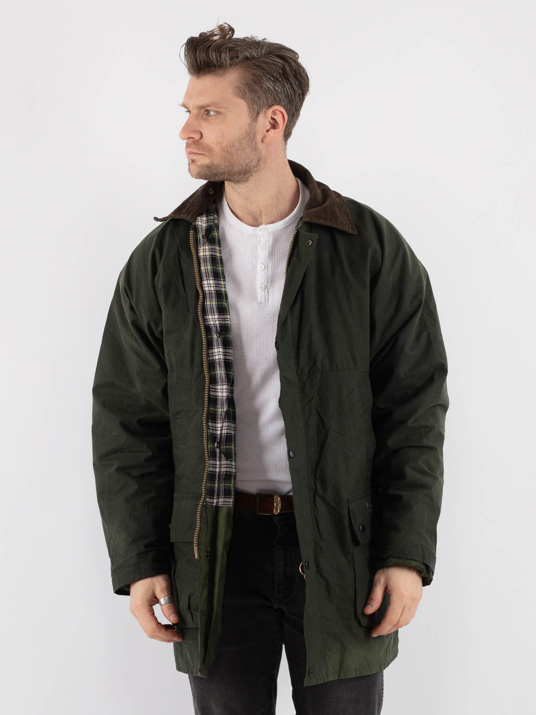 Vintage 90's Men Waxed Canvas Coat in Green - NorthernGrip