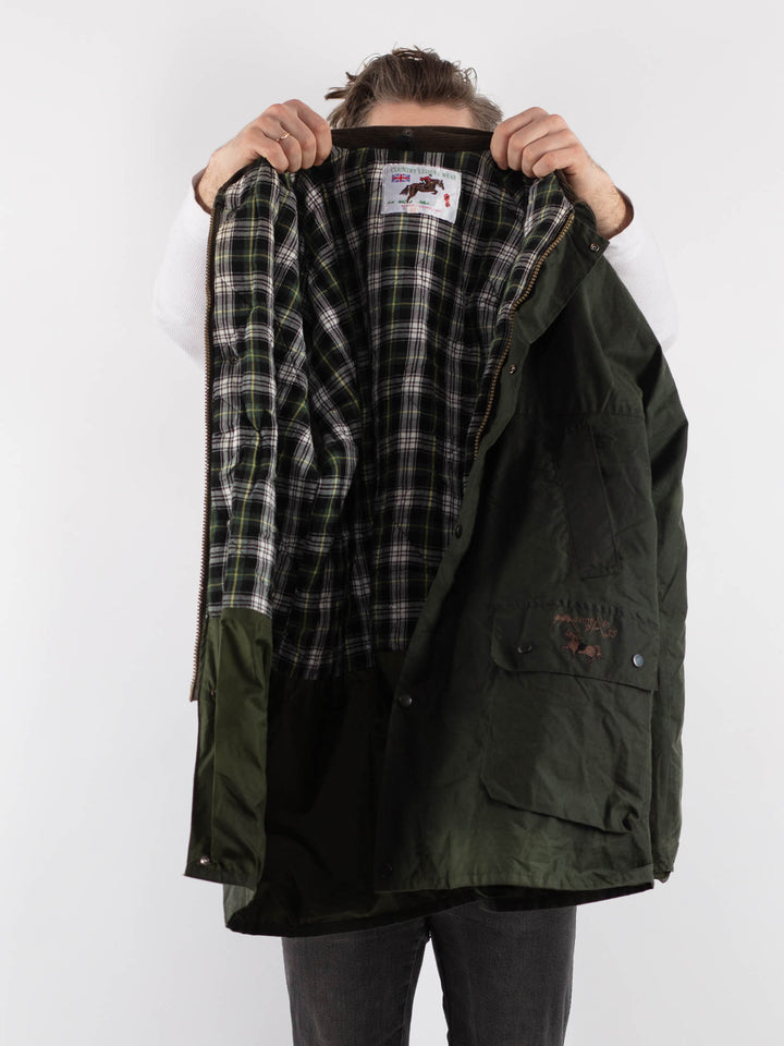 Vintage 90's Men Waxed Canvas Coat in Green - NorthernGrip