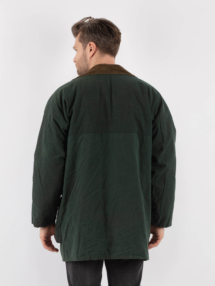 Vintage 90's Men Waxed Canvas Jacket in Green - NorthernGrip