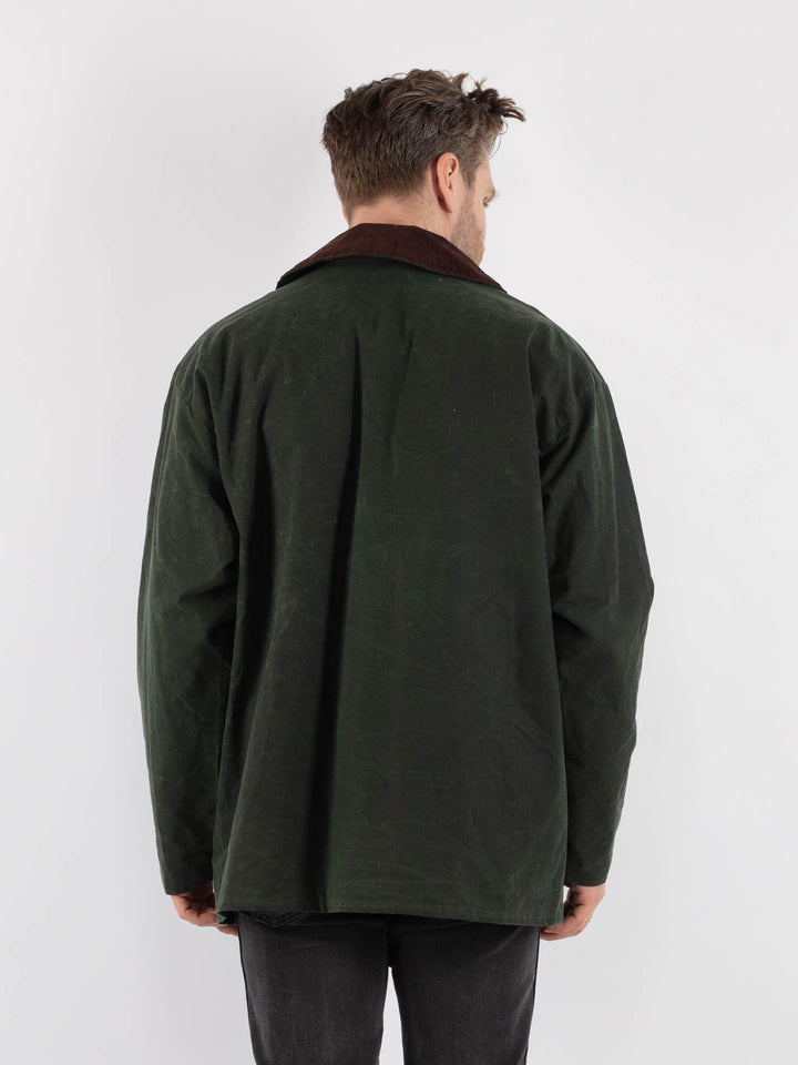 Vintage 90's Men Waxed Canvas Jacket in Green - NorthernGrip